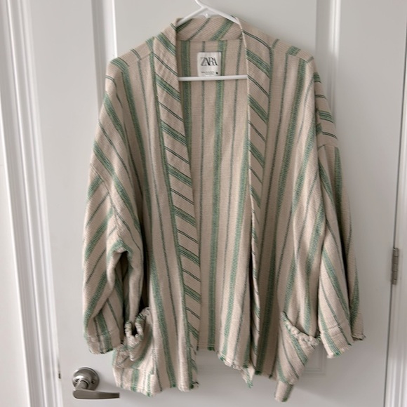 Zara The Beth Cotton Stripe Kimono Jacket Size XL - Picture 7 of 13